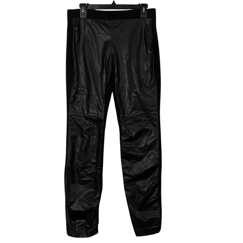 Chico's Black Faux Leather Front Pull On Leggings Size Small